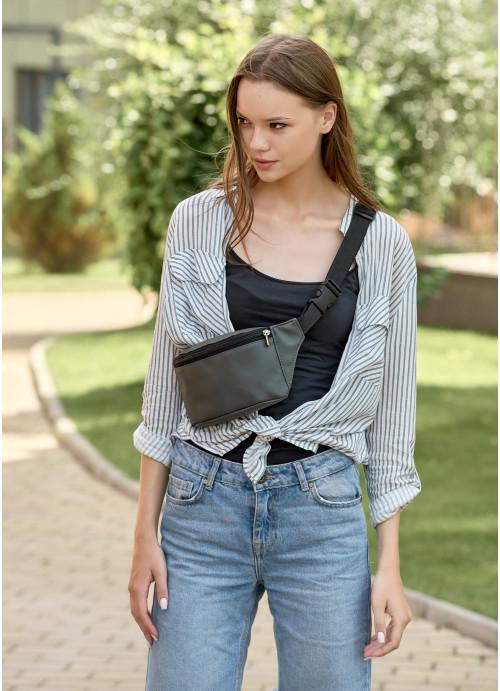 Поясная сумка женская Sambag из экокожи Графитовый (820031512)