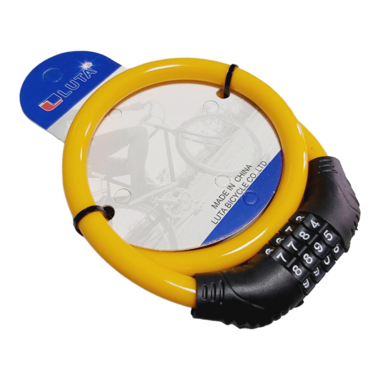 Велозамок 50 см протиугінний трос з кодовим замком Yellow (09051512)