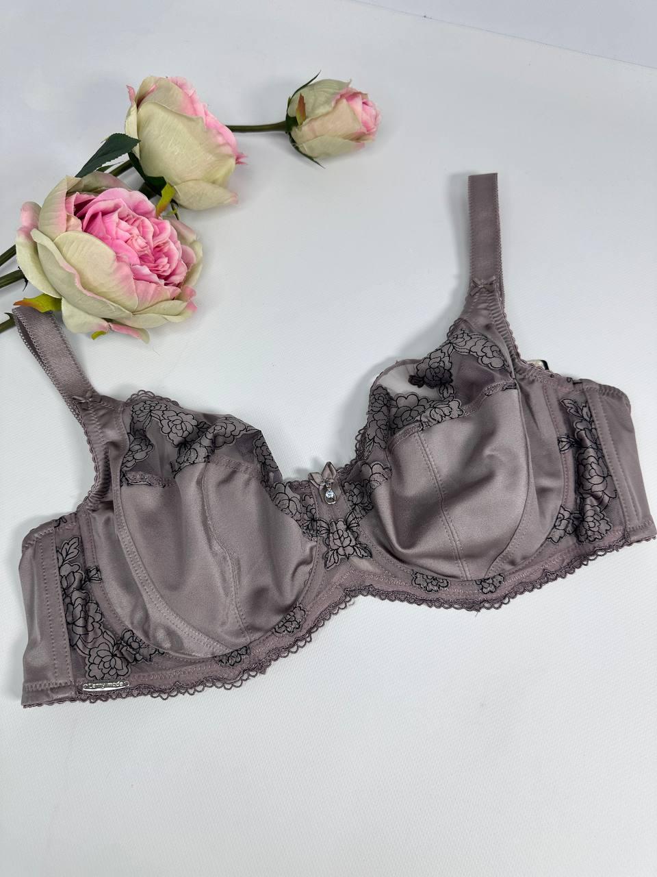 Бюстгальтер Lanny mode 11599k тонкая формованная кружевная чашка на косточках 95F Мокко