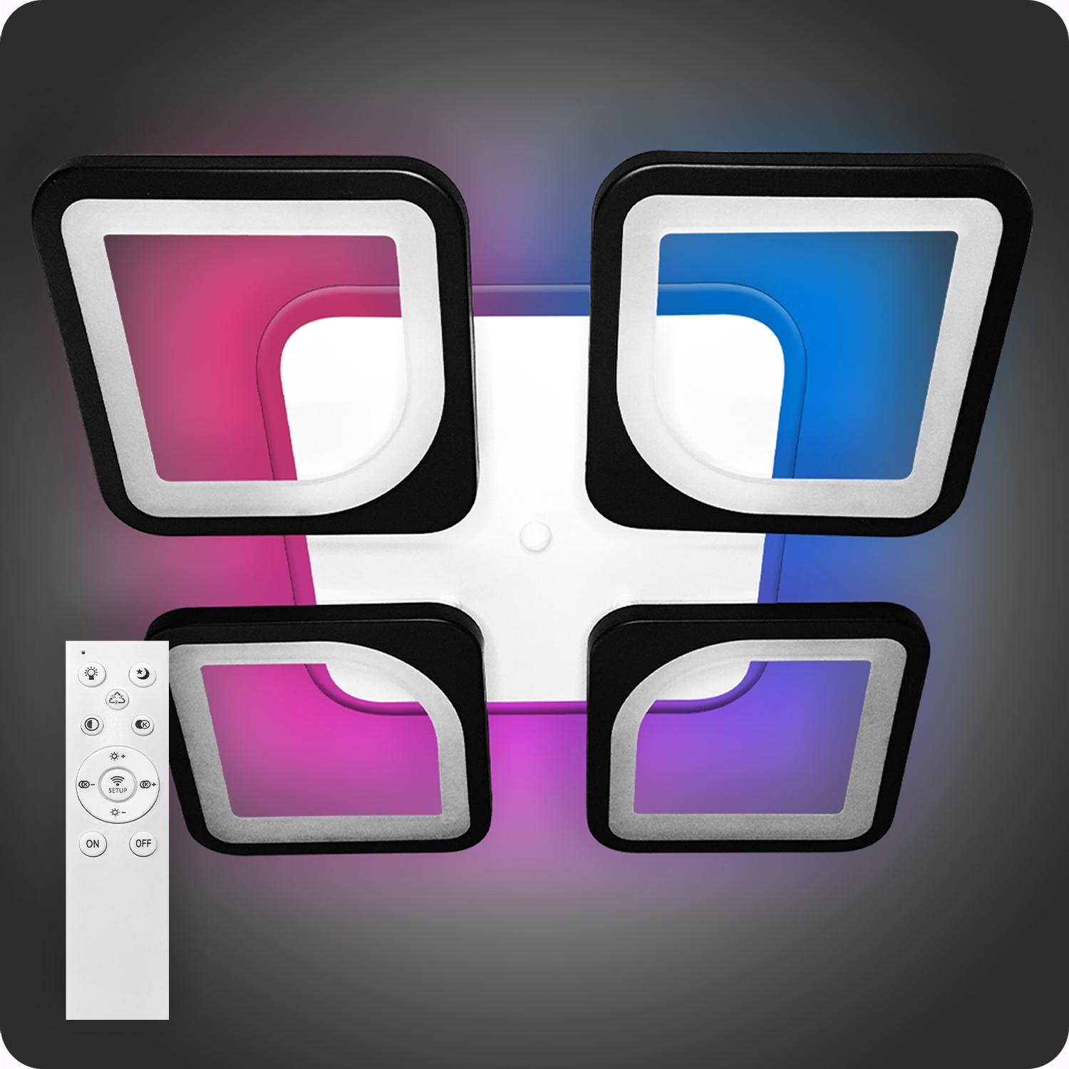 Люстра светодиодная 517 Light 3color с пультом 96 Вт Черный (01188)