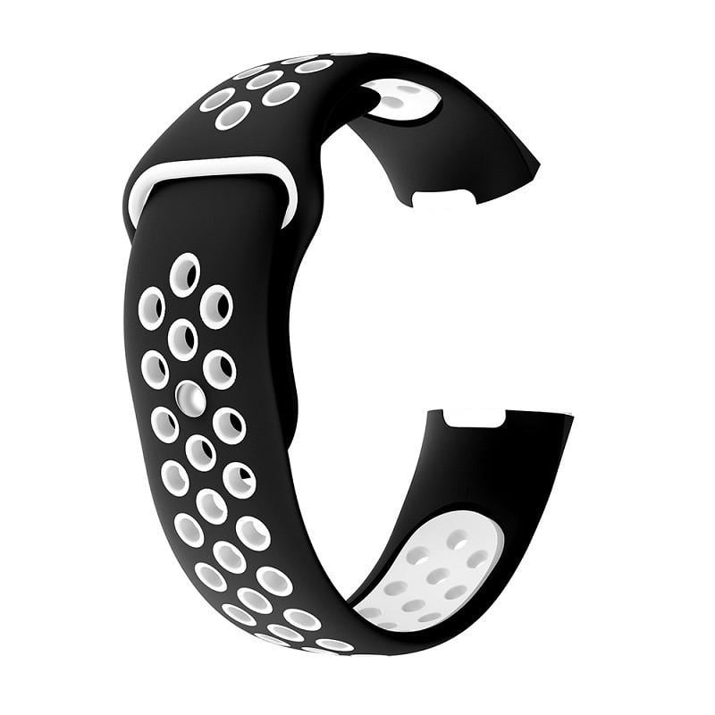 Силиконовый ремешок Primo с перфорацией для фитнес браслета Fitbit Charge 3/4 S Black/White (1499794521)