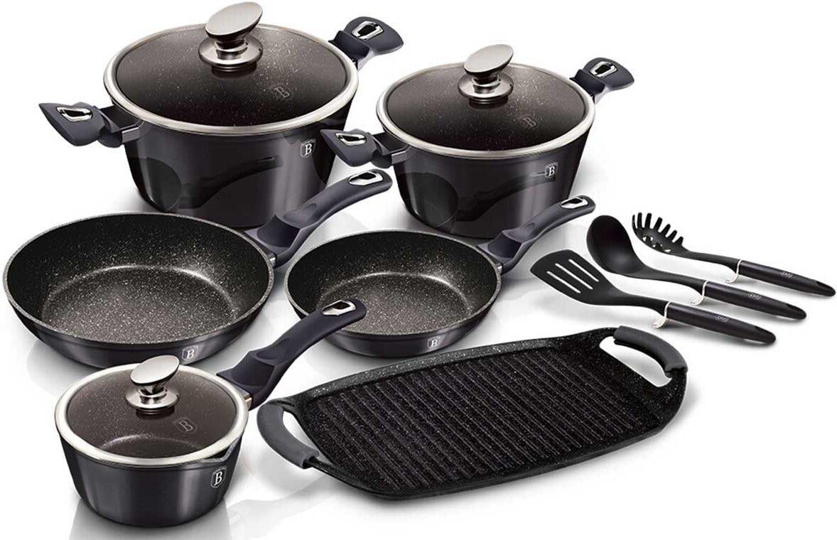 Набор из алюминиевой посуды Berlinger Haus Metallic Line Carbon Pro Edition кастрюли/сковородки/ковш с крышками и мраморным покрытием (30547302) Набор из алюминиевой посуды Berlinger Haus Metallic Line Carbon Pro Edition кастрюли/сковородки/ковш с крышками и мраморным покрытием (30547302)