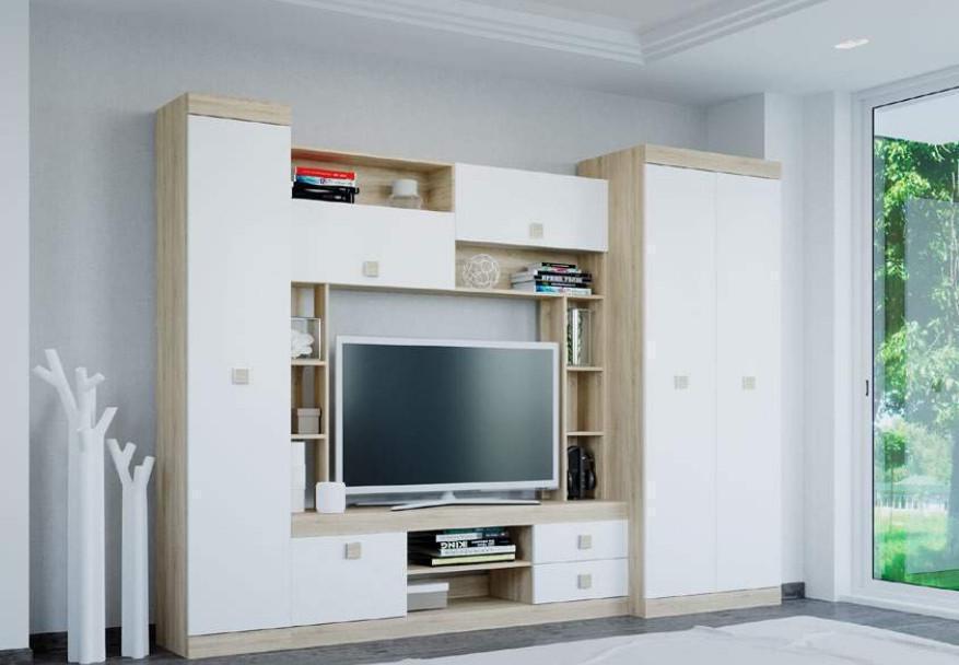 Гостиная Соната-3 комплект Эверест Дуб сонома/Белый (EVR-20543)