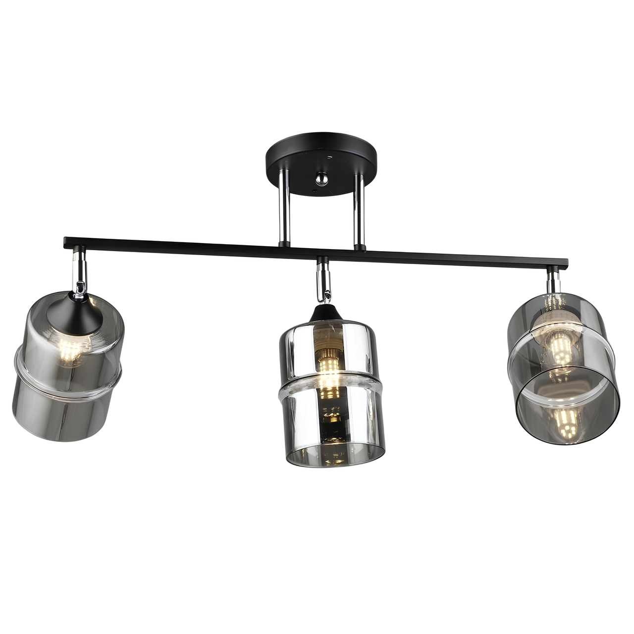 Люстра Valeso с линейным каркасом на три плафона под лампу Е27 Черный/Хром (B K2286/3 BK+CH)