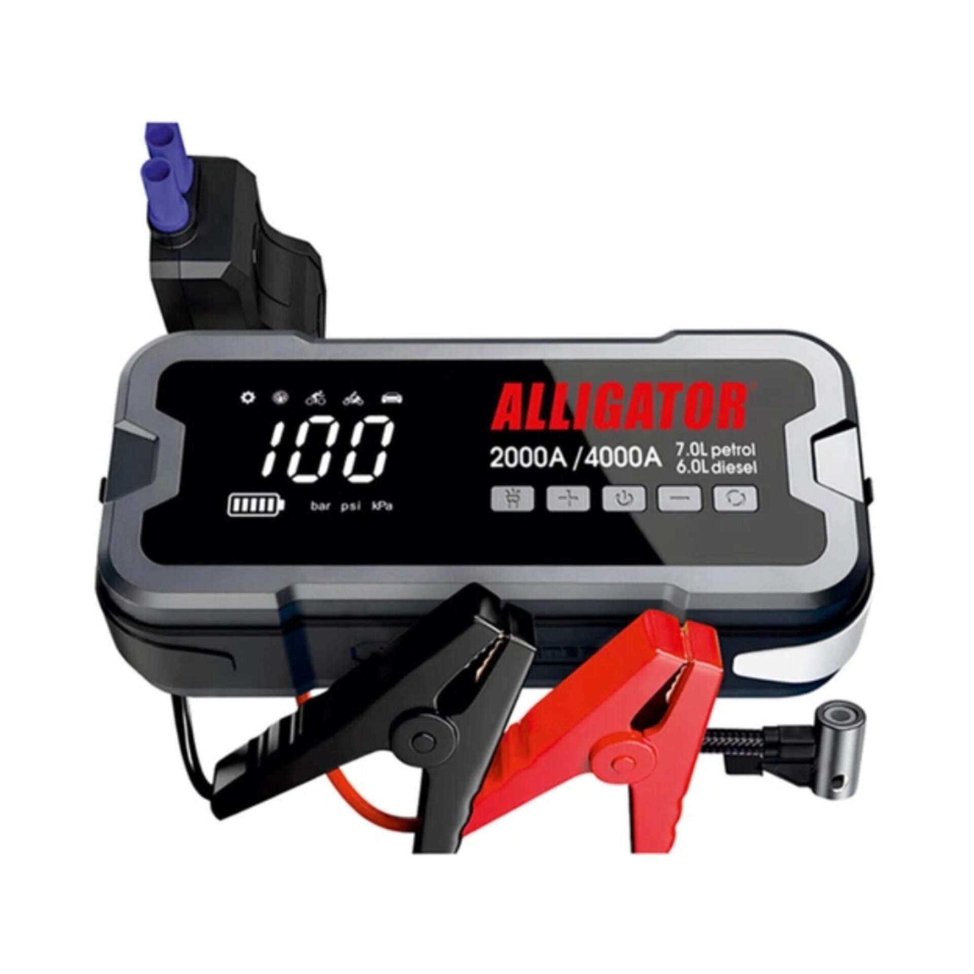 Пусковий пристрій Alligator Jump Starter 2000A/4000A 24000 mAh з компресором 10Bar та функцією Power Bank
