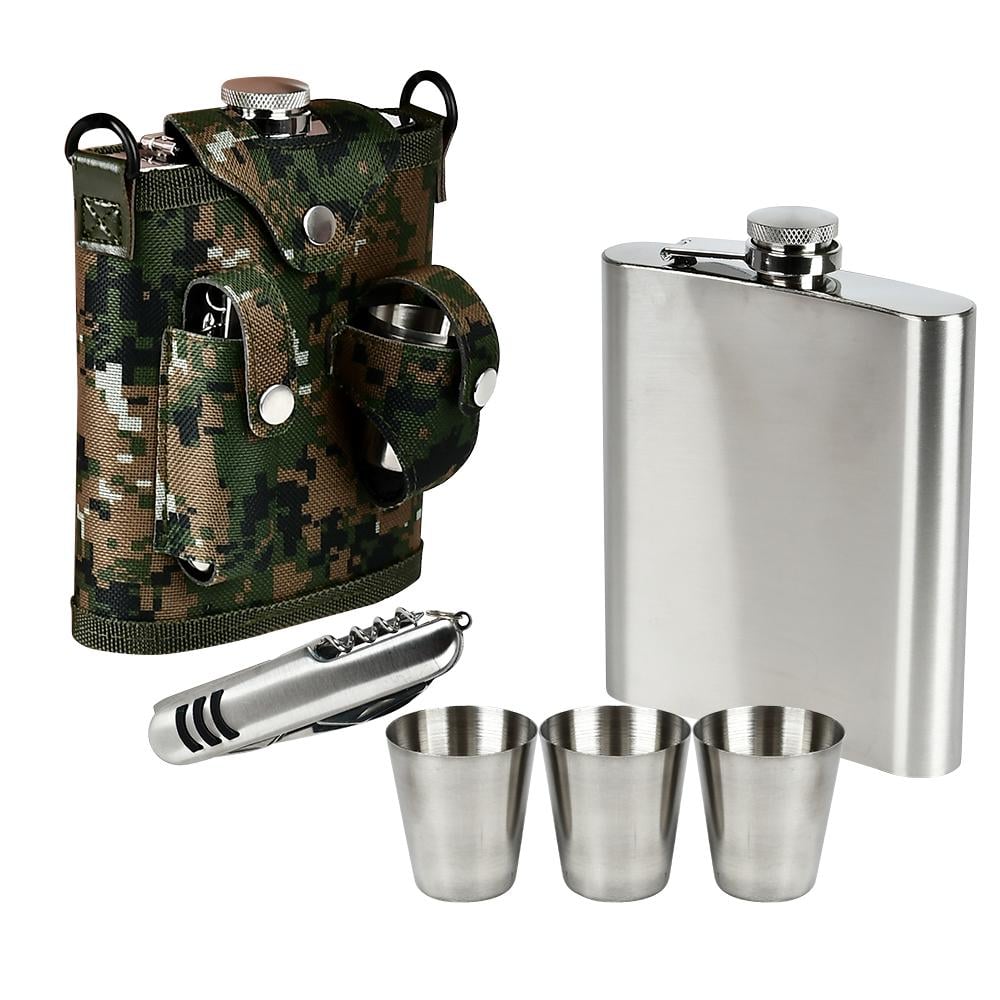 Набір для мисливця та рибалки з флягою та чарками Stenson "Ukraine" 6 предметів Камуфляжний та сталевий (R93362)