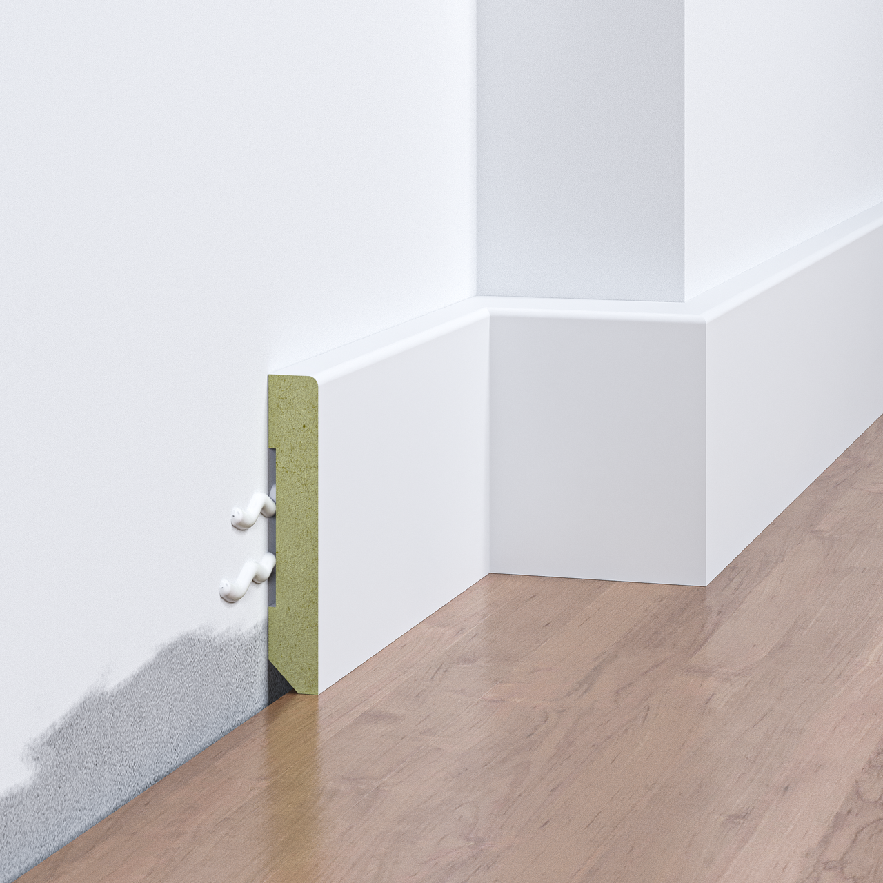 Плінтус накладний FSPRO 1060R2 МДФ 2,5 м Білий (P.MDF1060R2W)