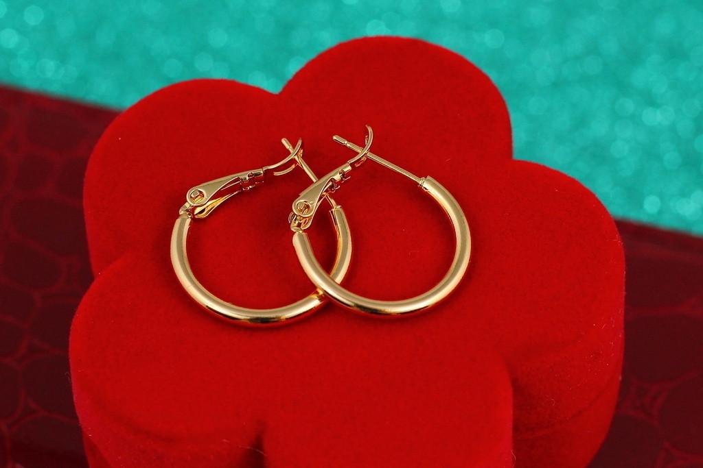 Серьги кольца Xuping Jewelry гладкие 2 см Золотистый (2362748602)