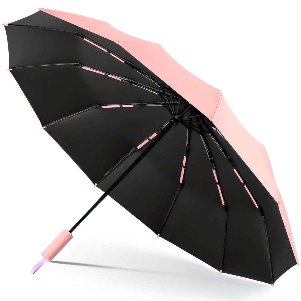Парасолька автоматична двошарова від дощу і сонця LOSSO Elite 105 см Блідо-рожевий (526301994 ) - фото 1