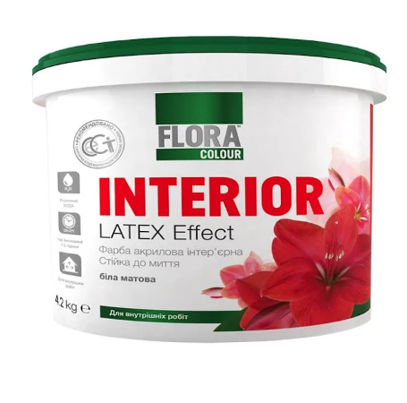 Фарба інтер'єрна акрилова FLORA Сolour Latex Effect INTERIOR 1,4 кг Білий (1809129214)