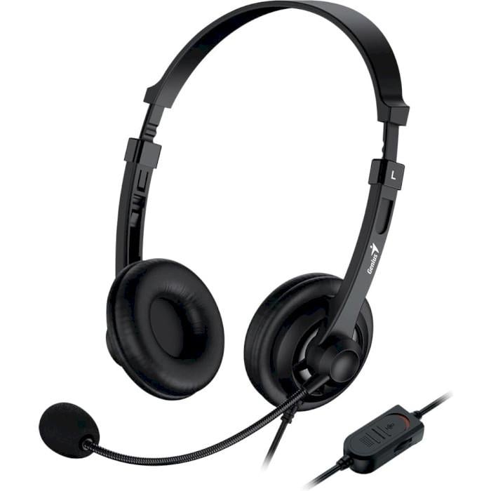 Гарнітура Genius HS-230U 20-20000 Hz 32 Ом 100 дБ USB-A кабель 2,4 м Black (31710021401)
