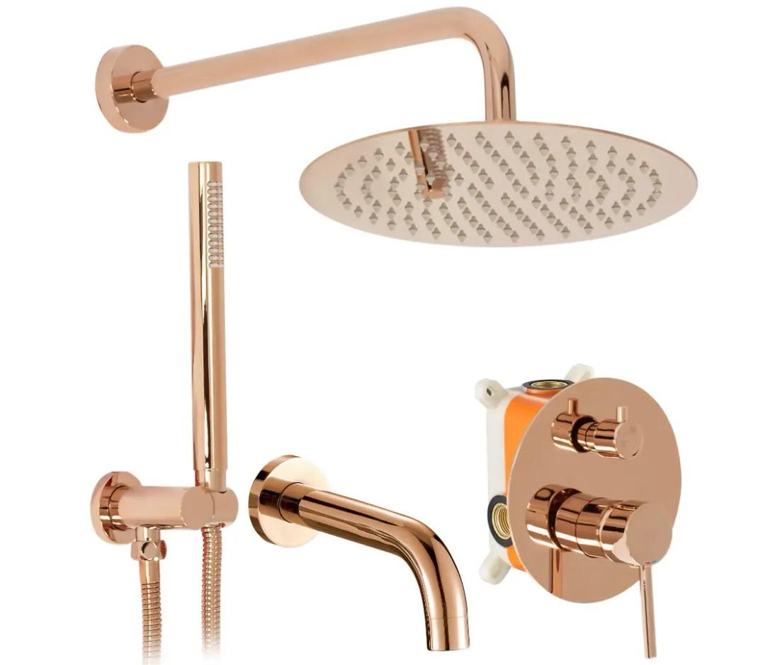 Душевой гарнитур скрытого монтажа Rea Lungo + BOX Розовое золото (Rea-P6610)