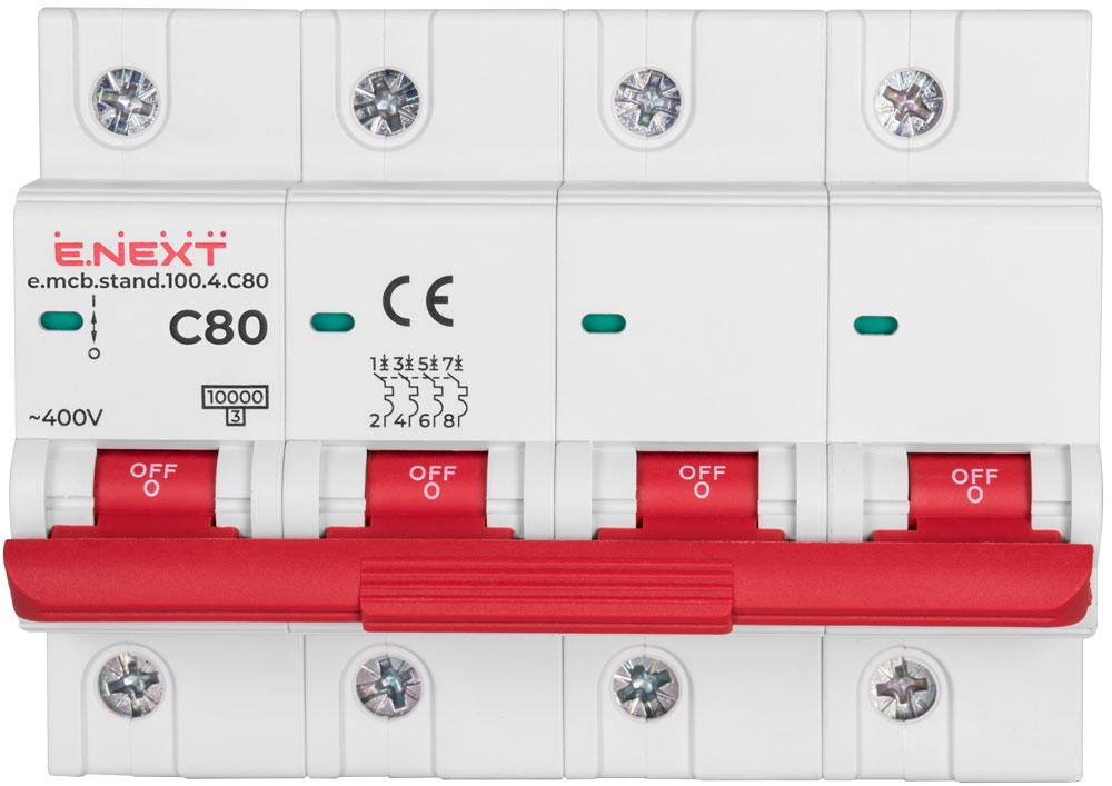 Автоматичний вимикач E.NEXT e.mcb.stand.100.4.C80 4р 80А 10кА C (s002217) - фото 2