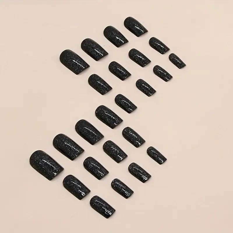 Накладные короткие ногти квадратной формы с клеевыми пластинами 24 шт. Блестящий Черный (2789190675) - фото 5 Накладные короткие ногти квадратной формы с клеевыми пластинами 24 шт. Блестящий Черный (2789190675) - фото 5