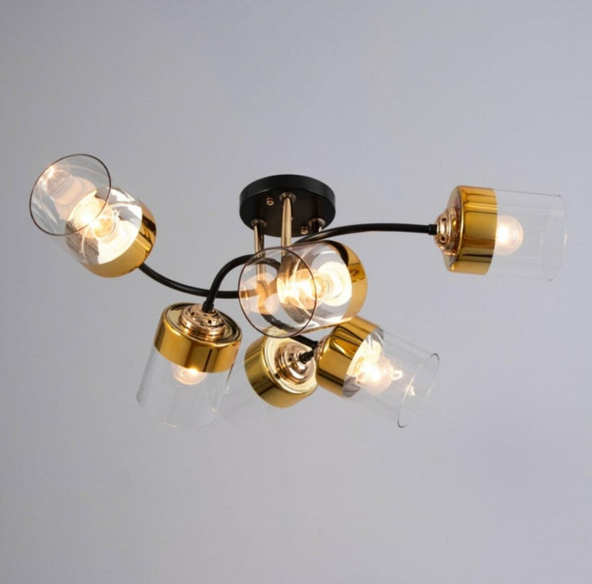 Люстра Sirius на шесть цилиндрических плафонов под лампу Е27 Золотой/кофейный (B N5984/6 COFFEE+FGD)