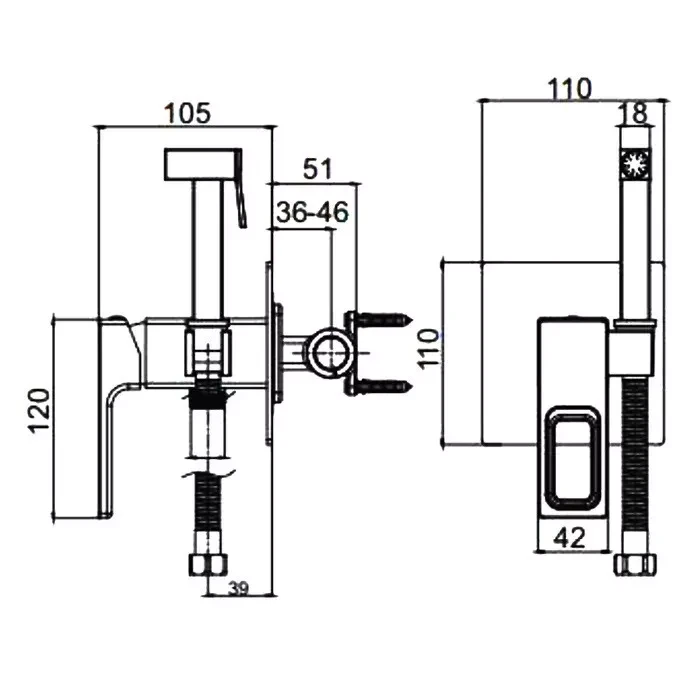 Гигиенический душ скрытого монтажа Gappo G7217-6 Черный (G7217-6) - фото 8 Гигиенический душ скрытого монтажа Gappo G7217-6 Черный (G7217-6) - фото 8