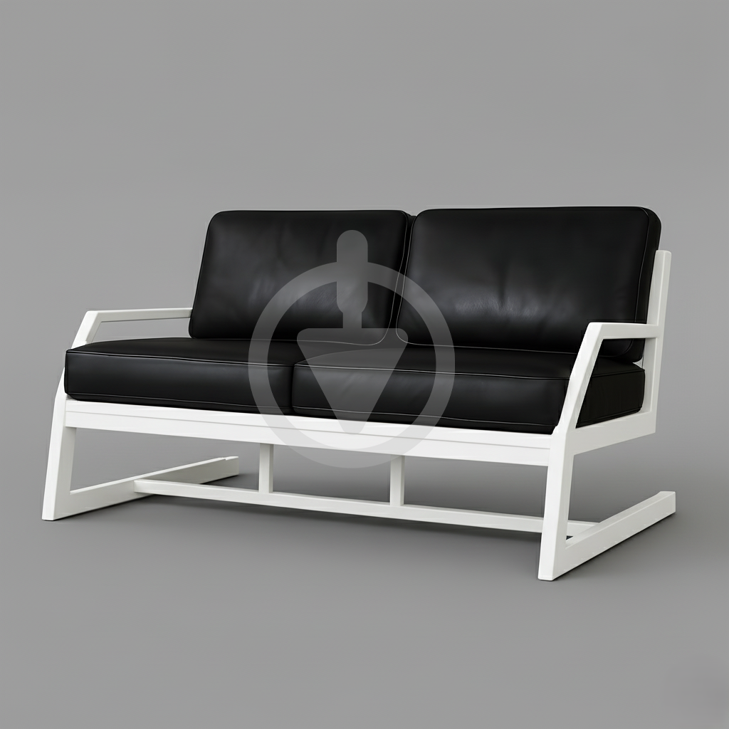 Диван металевий AVVS tech Атлас вуличний лофт екошкіра з підлокотниками 126 см Чорний/Білий (30222756)