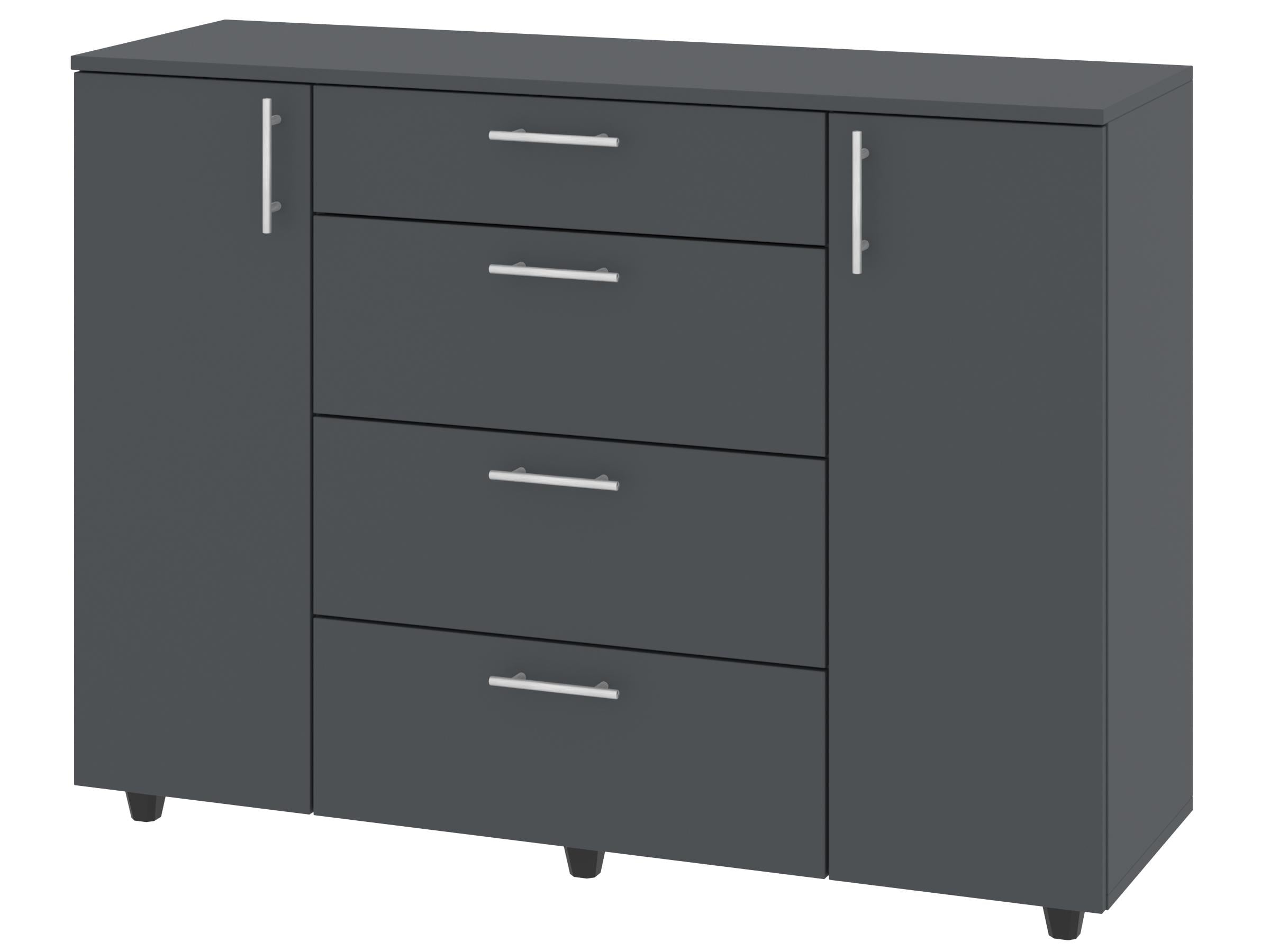 Комод с ящиками PEHOTIN Милана К-2+4 ДСП 120х38х87,4 см Антрацит (PN-100443)