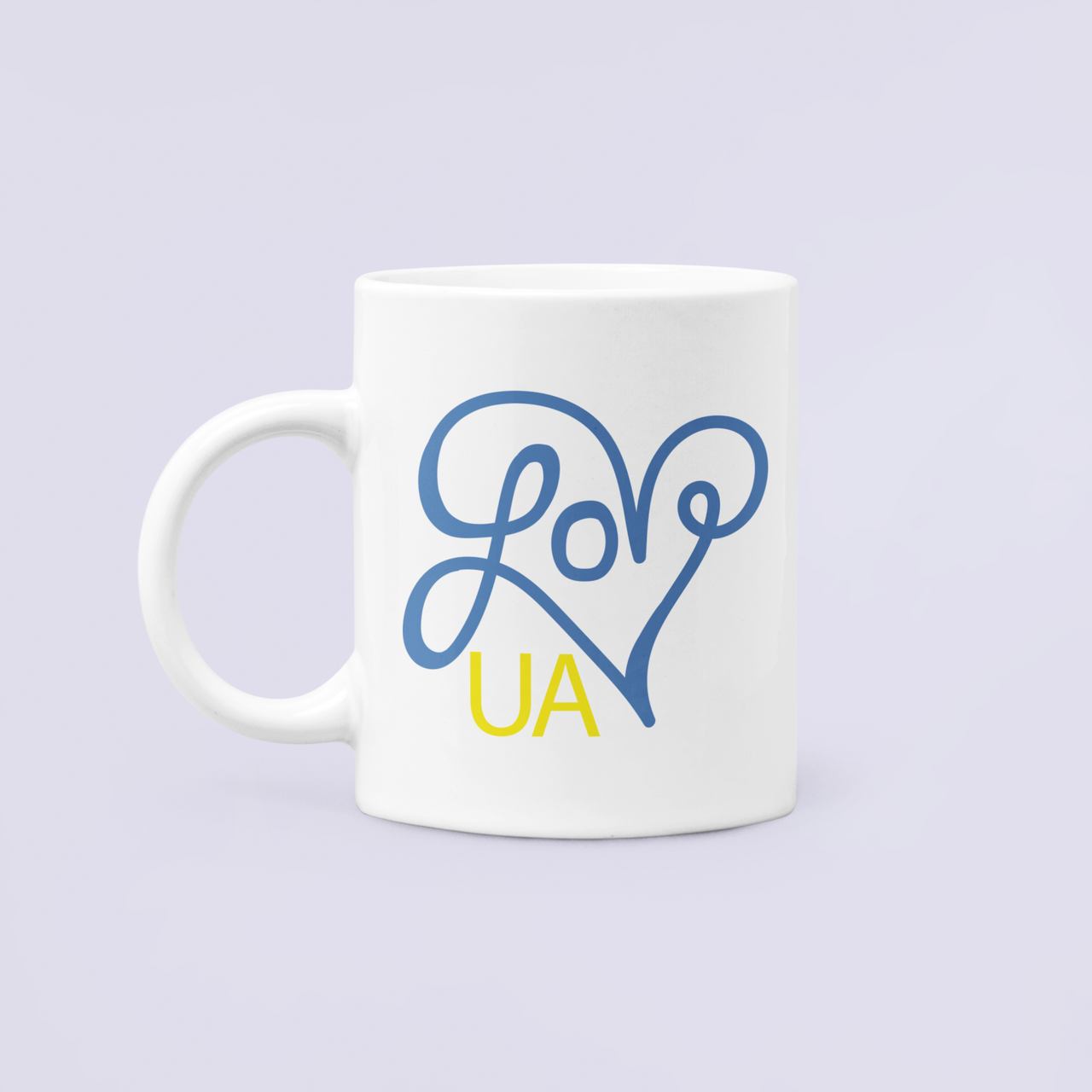 Чашка керамическая с принтом "Love UA" люблю Украину 330 мл Белый