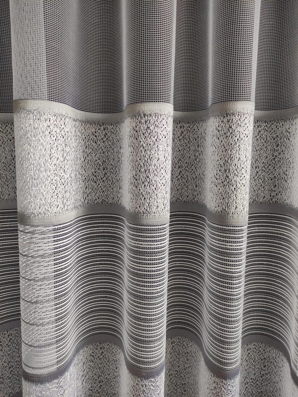 Занавески кухонные 3х1,4 м Белый с серыми полосами - фото 2 Занавески кухонные 3х1,4 м Белый с серыми полосами - фото 2