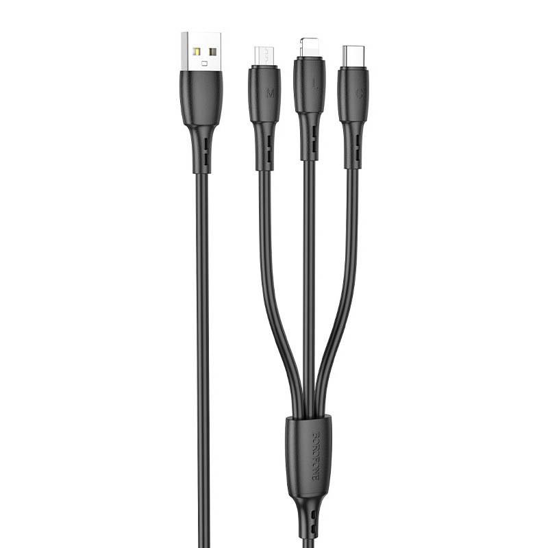 Дата кабель Borofone BX71 USB to 3in1 1 м Black - фото 1