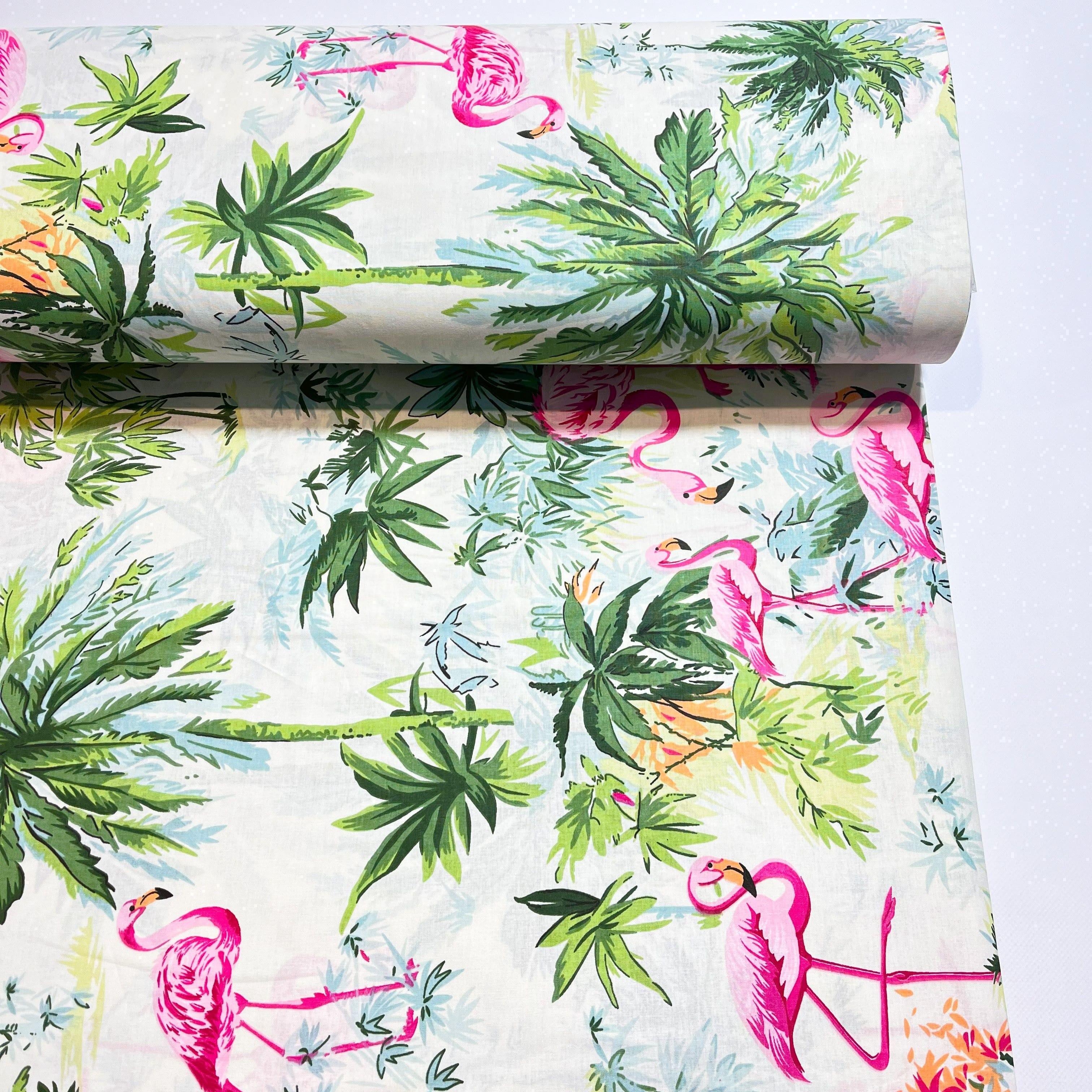 Ткань для постельного белья ранфорс фламинго в джунглях 240 см (23961 v1 00772)