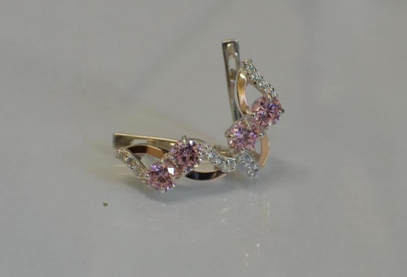 Серьги серебряные Sil 076s-5 Розовый (Sil-953)