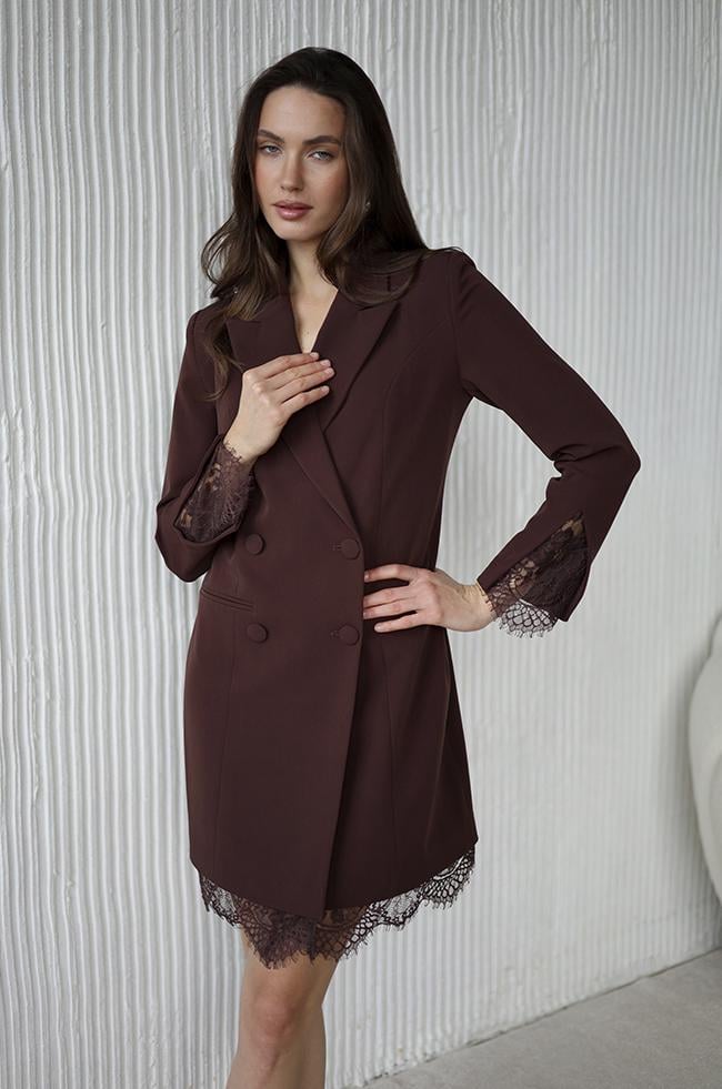 Платье-кардиган женское Lipar со вставками гипюра р. 52 Шоколад (3745/30674470)
