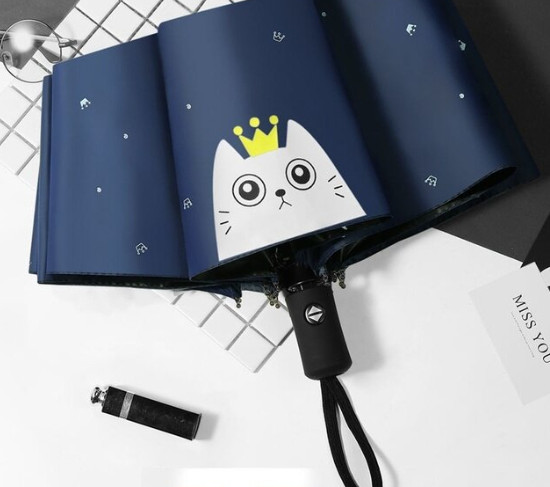 Парасоля міні складана 5530 95 см кіт Синій (4228396)