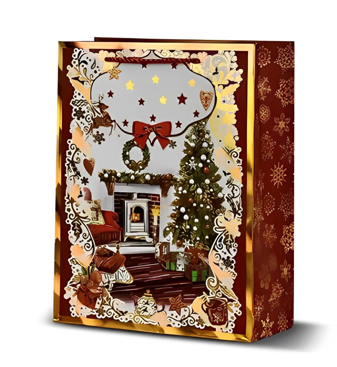 Подарочный пакет Stenson New Year's Eve 26х32х10 см Красный (R33024-M)