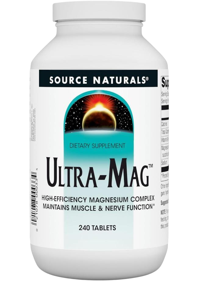 Магний комплексный цитрат/сукцинат/глицинат/малат/таурат с Витамином В6 Source Naturals Ultra-Mag 240 таблеток