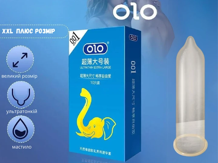 Набір презервативів OLO Blue Elephant 10 шт./пролонгуючі 10 шт./ультратонкі 10 шт. Red/збудливі 10 шт./0,01 з точками 10 шт. (ROZ6501052026) - фото 6