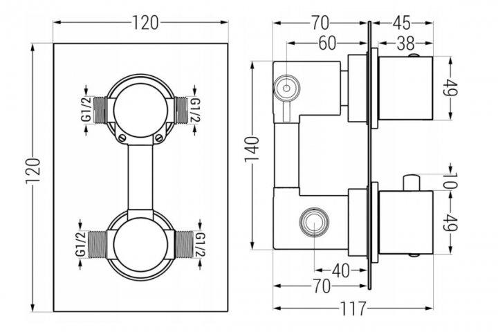 Набор душевой скрытого монтажа Mexen Cube DR02 Черный (77502DR0225-70) - фото 2