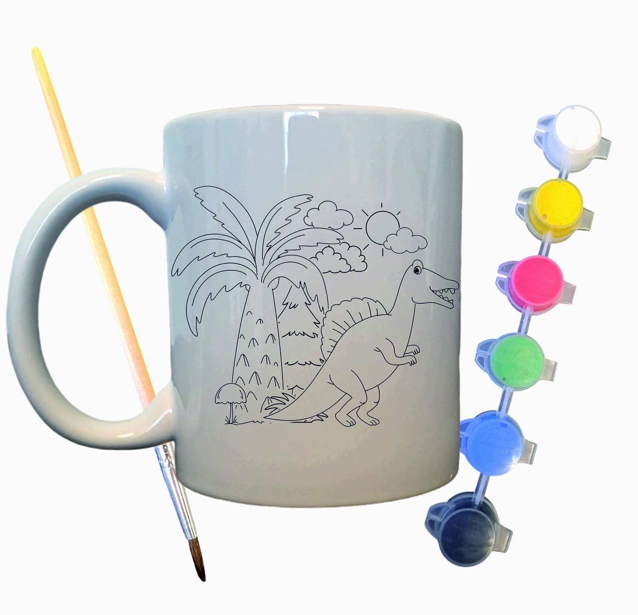 Набор для творчества кружка раскраска Динозавры 330 мл Белый (КР0043)