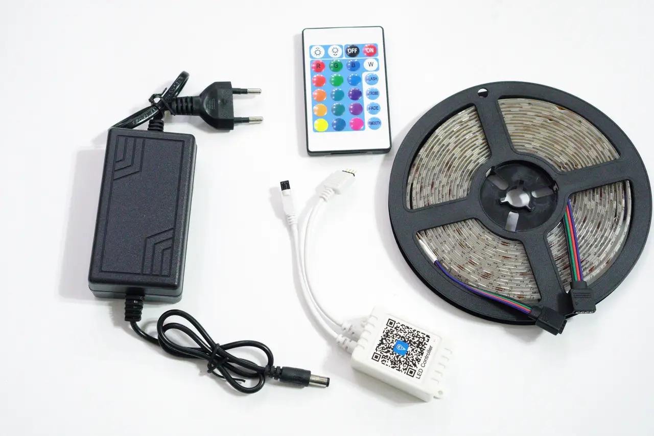 Светодиодная лента с пультом 5050 Bluetooth управление по телефону RGB комплект 5 м (1707906796)