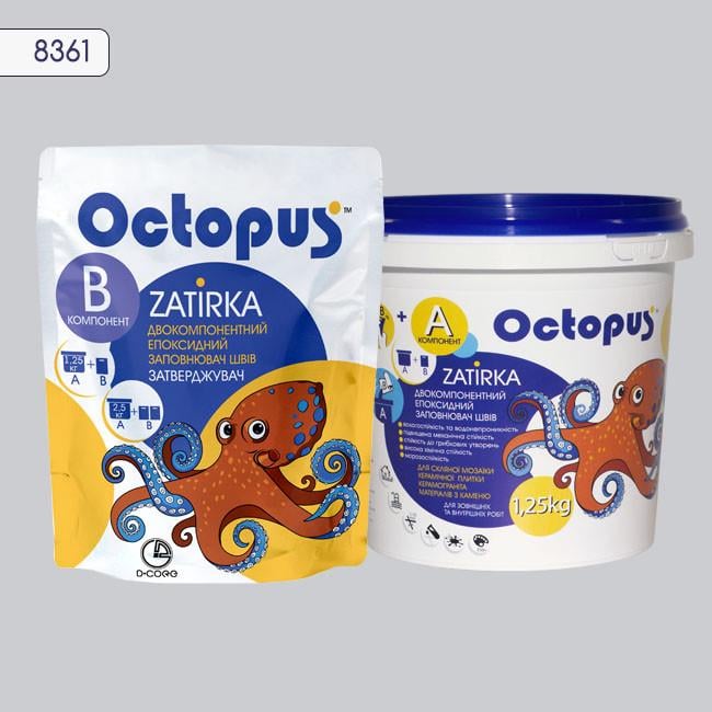 Затирка для плитки Octopus Zatirka эпоксидная 1,25 кг Платина (ZB-2)