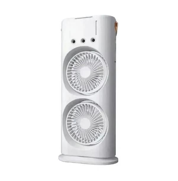 Вентилятор аккумуляторный Fan двойной с RGB подсветкой Белый (МКС-127)