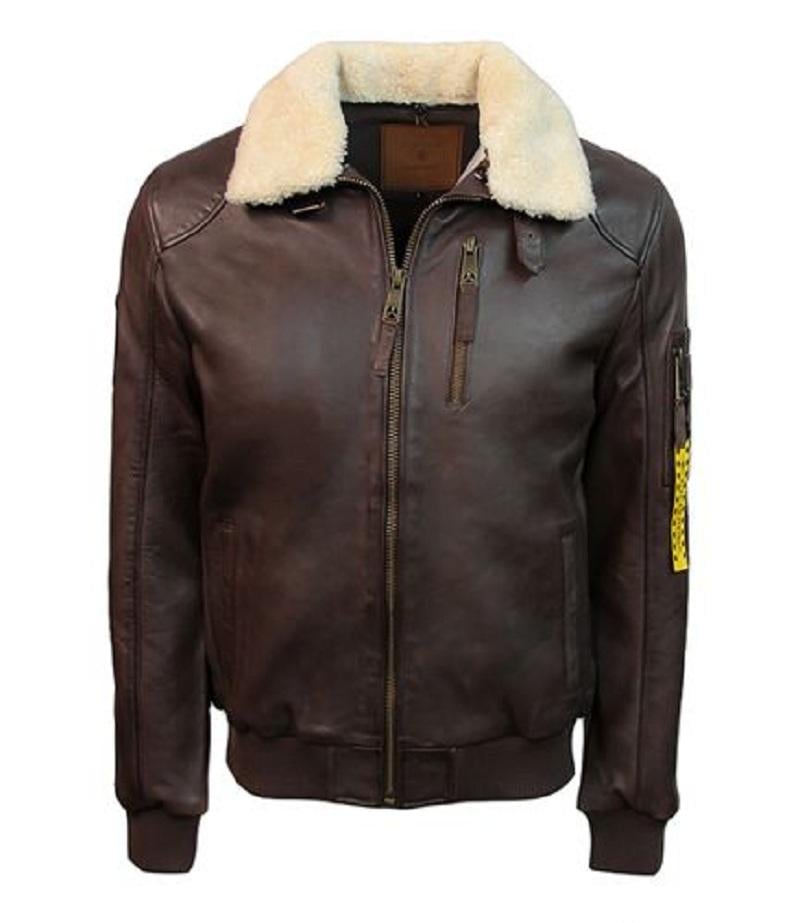 Шкіряна куртка Top Gun Men's Bomber With Removable Fur XL Brown (TG1911XL)