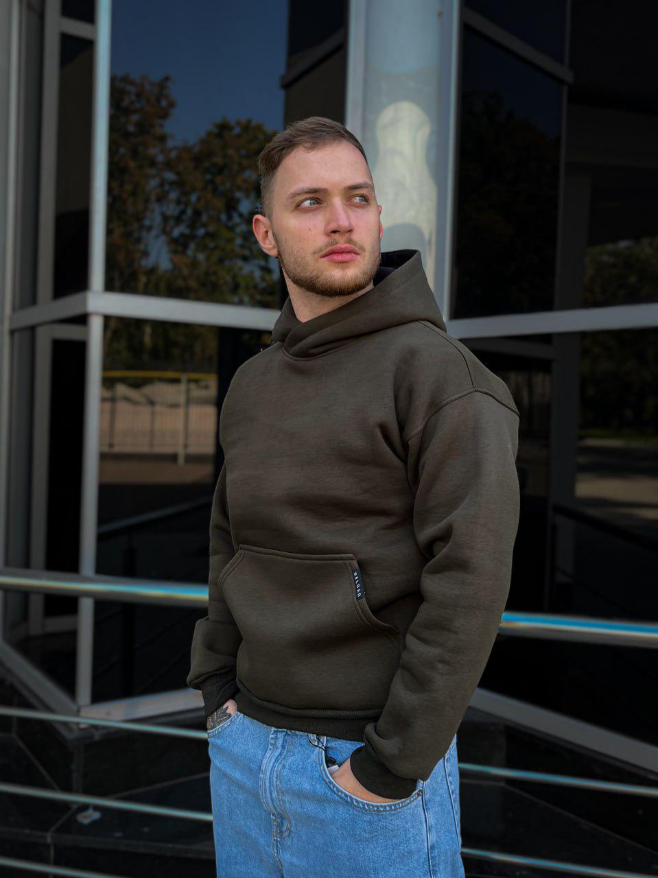 Худи Basic Fleece унисекс зимнее на флисе L Хаки (26475/1/3)
