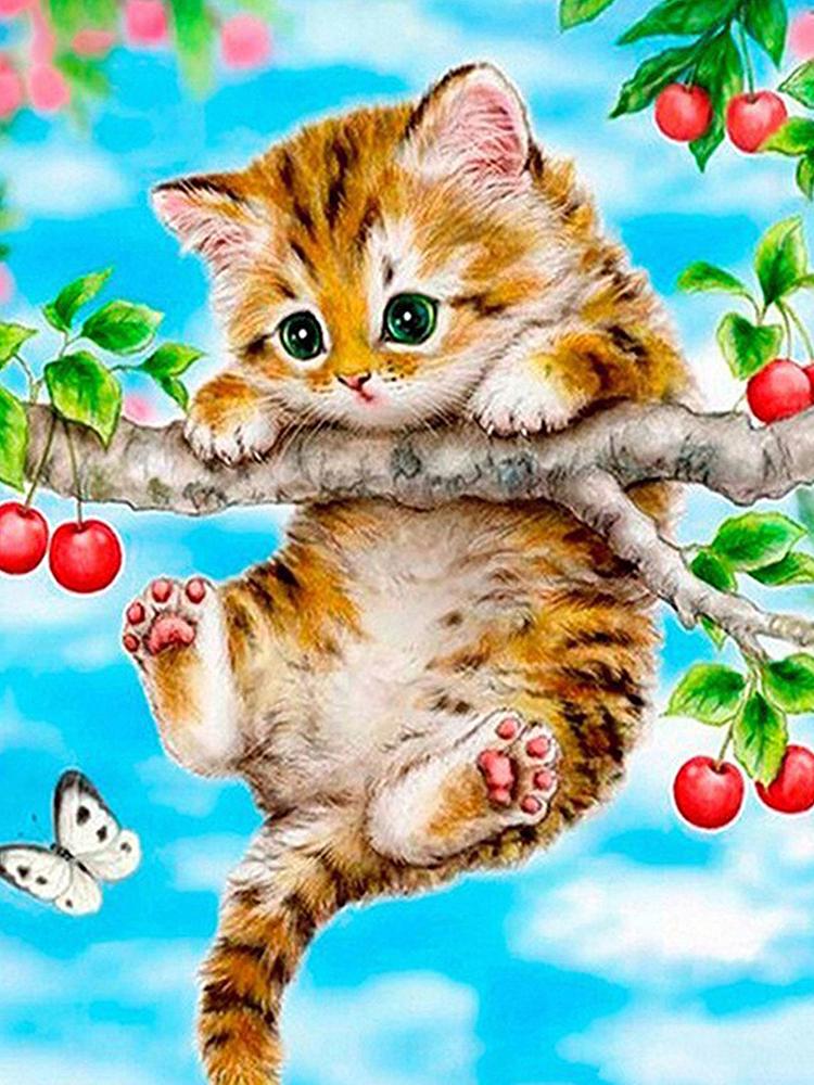 Алмазная мозаика SHLab Котенок на Вишне вышивка камнями SH-23532 20x30 см полная выкладка (23532)