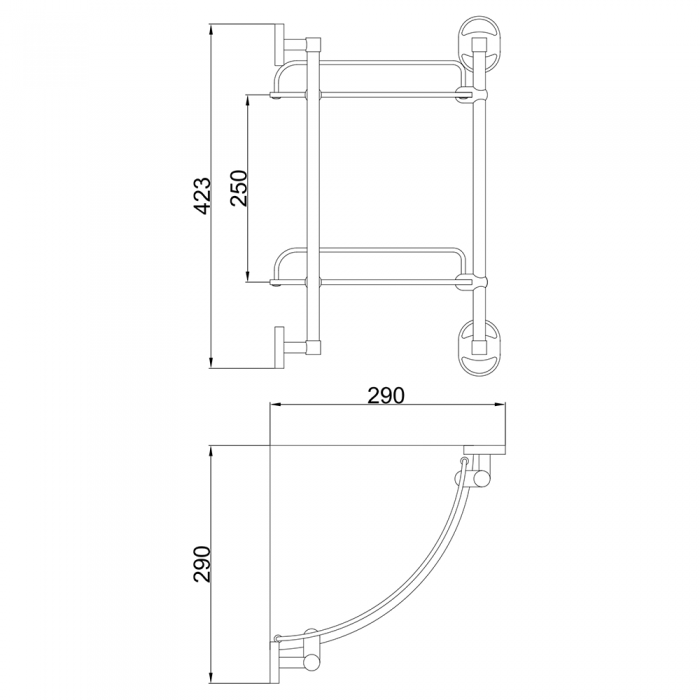 Полиця настінна скляна Frap F1907-2 2-ох ярусна кутова Хром (126653) - фото 2