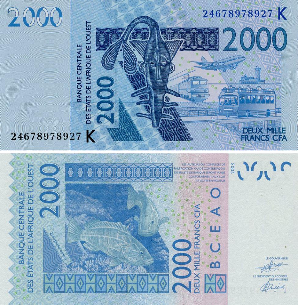 Колекційна банкнота Західна Африка 2000 франків 2003 2024 UNC K Сенегал Риба (P716K)