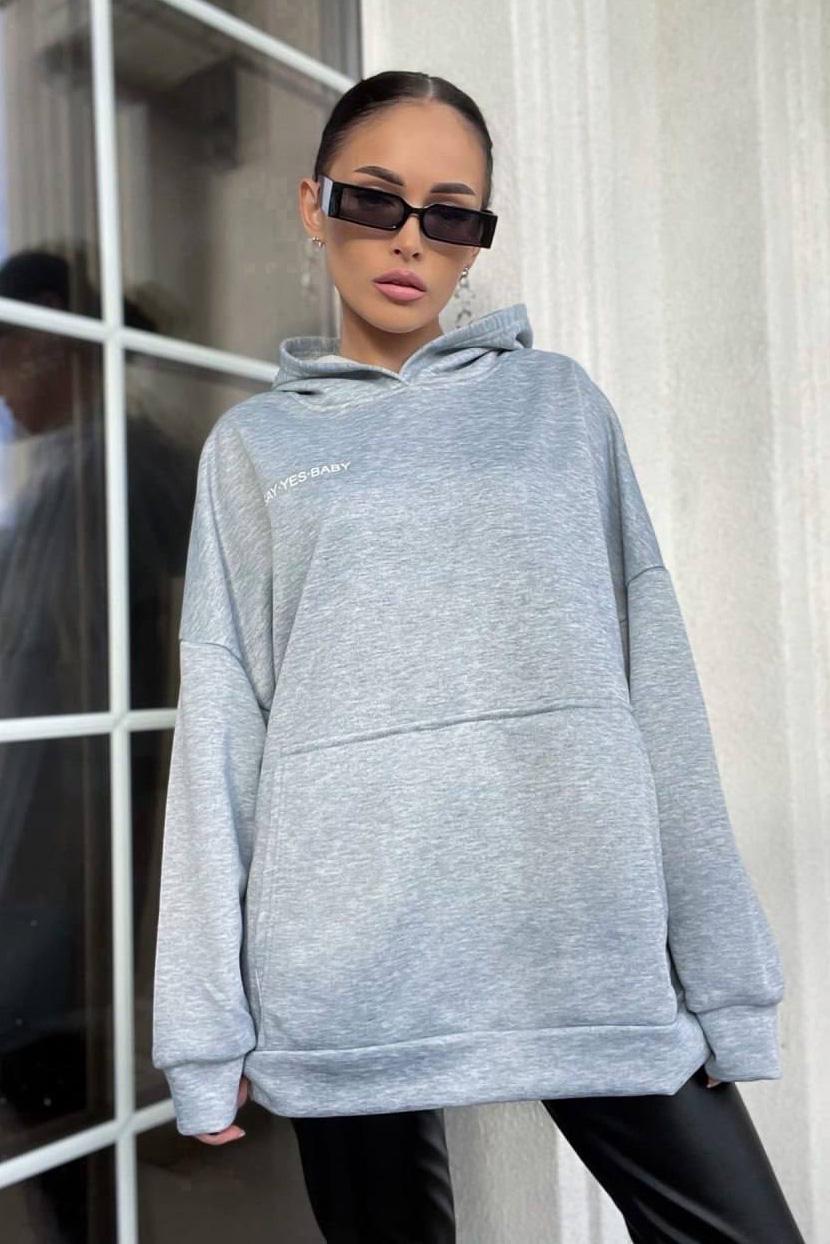 Худі жіноче трикотажне S-L Сірий (169033) - фото 2 Худі жіноче трикотажне S-L Сірий (169033) - фото 2