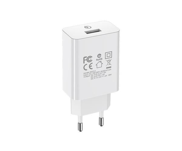 Зарядное устройство сетевое Borofone BA21A QC3.0A 18W без кабеля White (25310) - фото 3