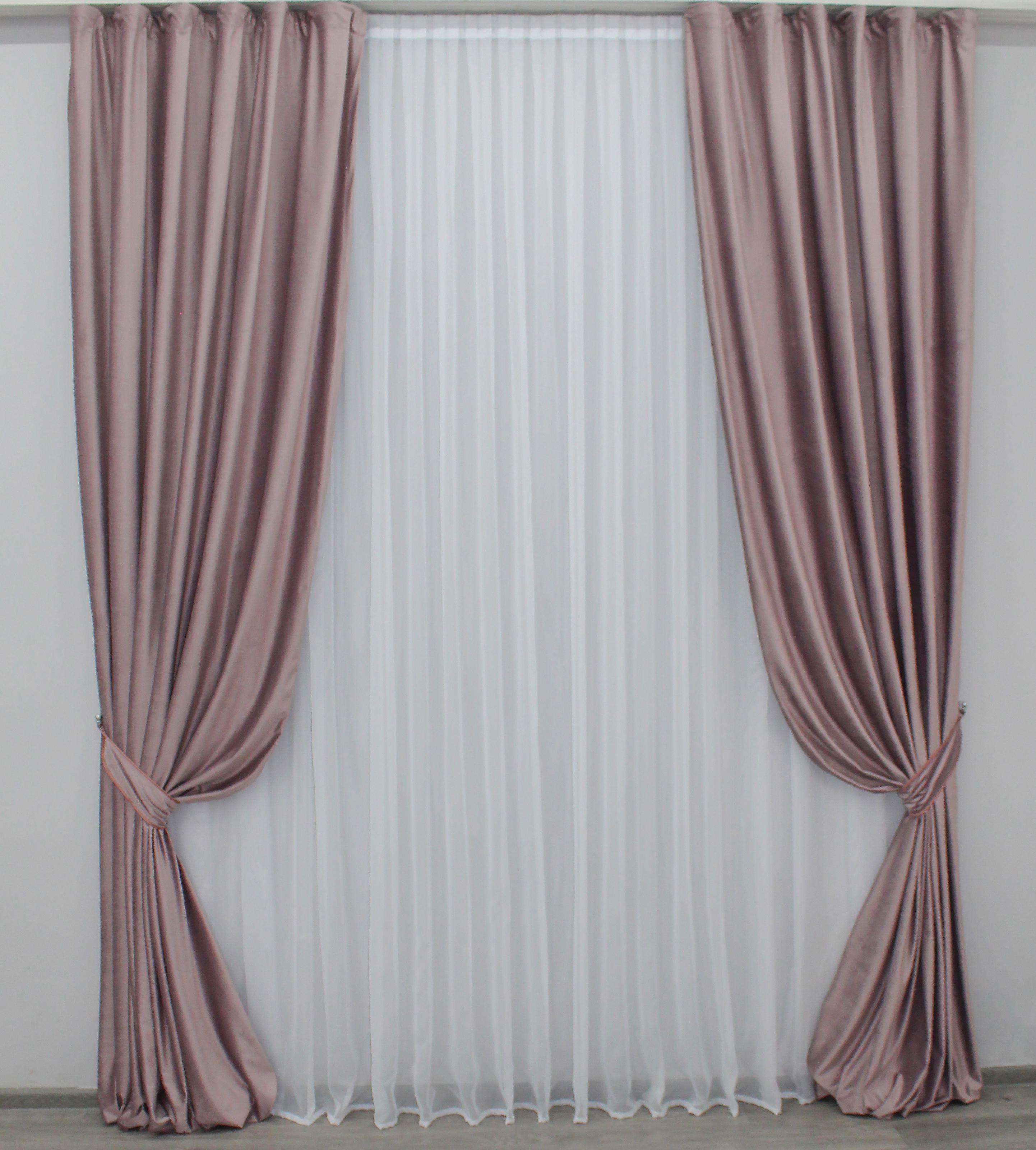 Комплект штор VR-Textil № 1037ш бархат 150х290 см 2 шт. Пудровый (30-850)