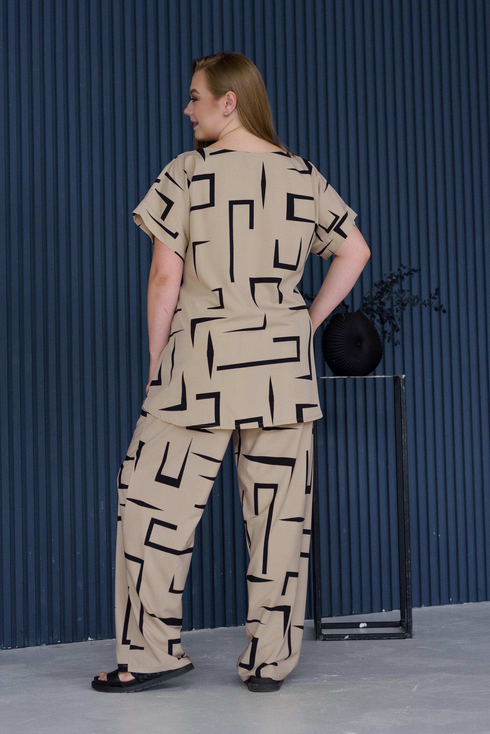 Костюм женский штапельный Альмина р. 60 Бежевый (26813257) - фото 4 Костюм женский штапельный Альмина р. 60 Бежевый (26813257) - фото 4