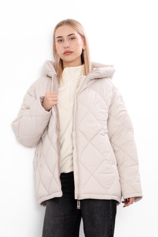 Куртка стьобана демісезонна жіноча Носи Своє plus size р. 54 Бежевий (14251)