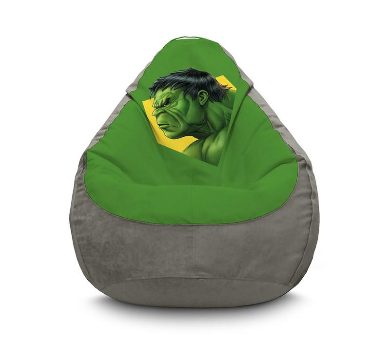 Кресло мешок iPuff Hulk Face profile Флок XXXL 100х135 см Серый