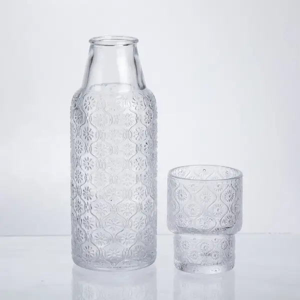 Кувшин для напитков со стаканом из толстого стекла 700 мл Прозрачный - фото 2 Кувшин для напитков со стаканом из толстого стекла 700 мл Прозрачный - фото 2