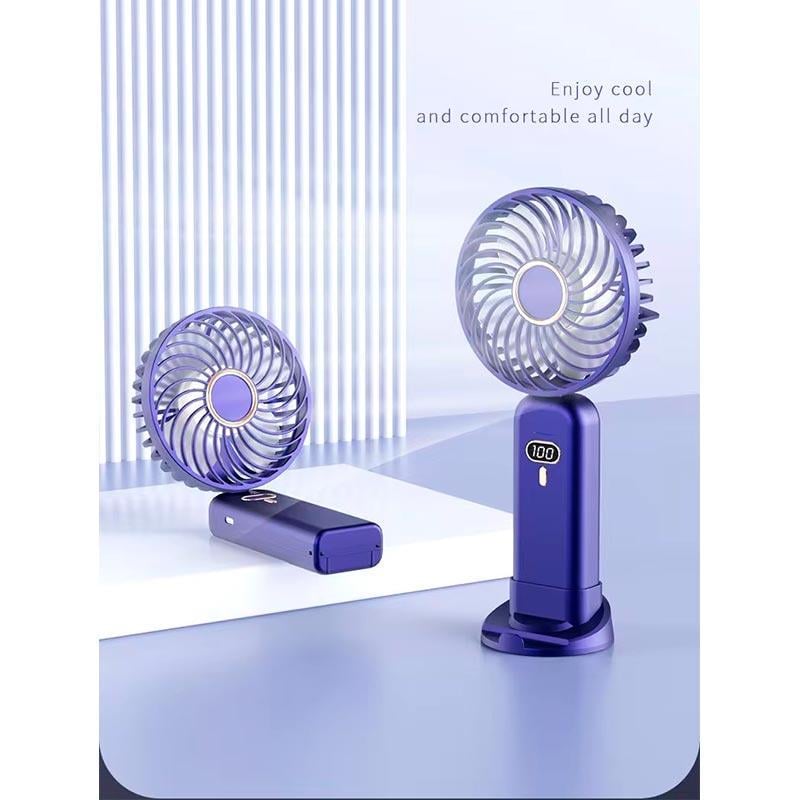 Вентилятор ручний Digital Display Folding Handheld Small Fan Mini Air Cooler 5 Level Sliding Base Lilac (ME0020290) - фото 3